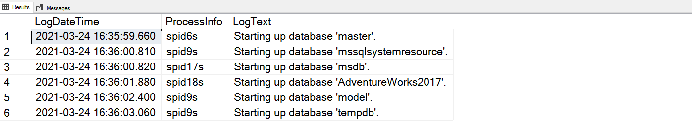 Which database starts first ?