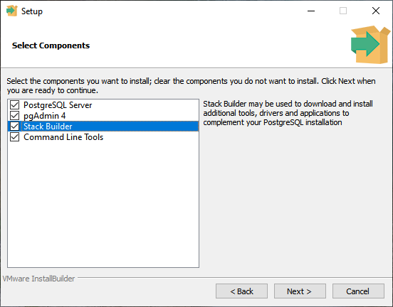  Choisissez les composants PostgreSQL