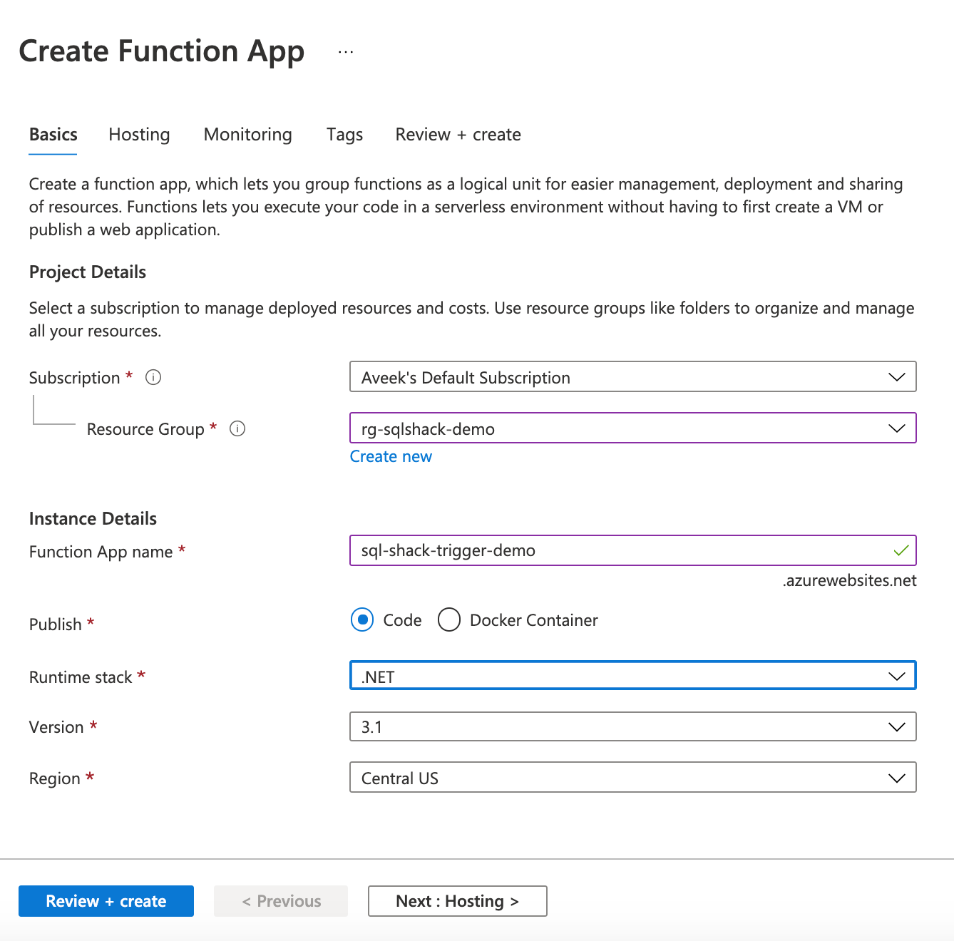 Configuring the Azure Function App - Queue Storage in Azure