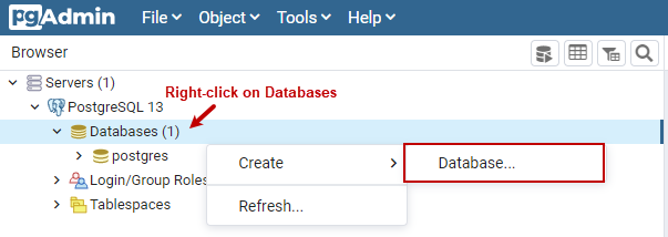 database aanmaken