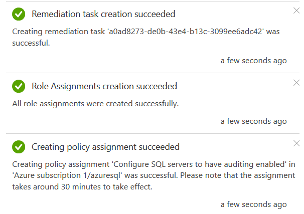 Policy remediation task status