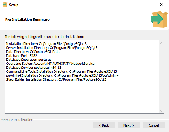  PostgreSQL pe rezumatul instalării windows