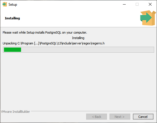 PostgreSQL on windows is installing