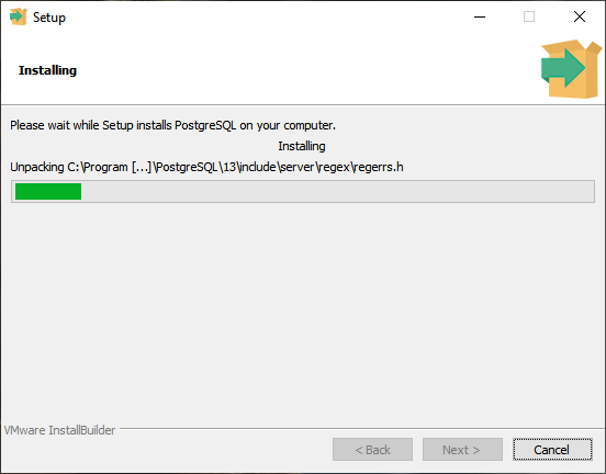  PostgreSQL su Windows sta installando