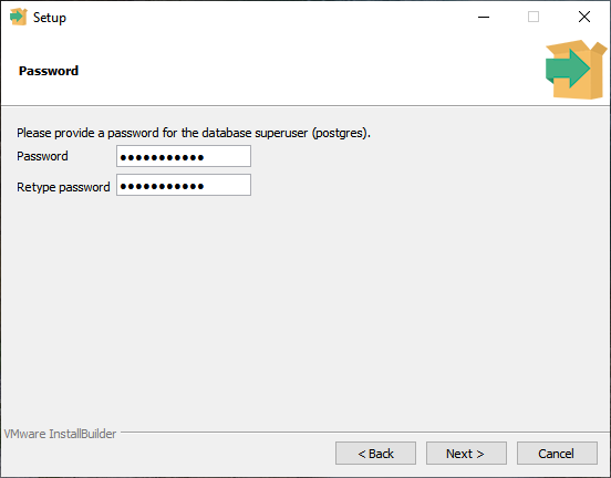 Specify password of superuser