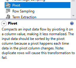 SSIS Pivot transformation description in the SSIS toolbox