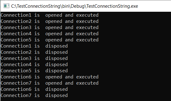 Test the connection string