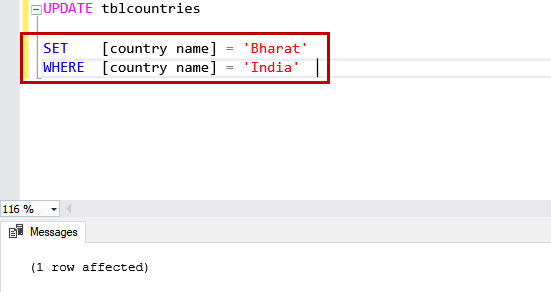 UPDATE SQL Query with space in columns name 