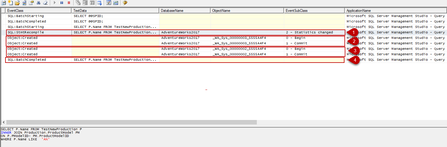 Use SQL Profiller to track SQL query recompilations