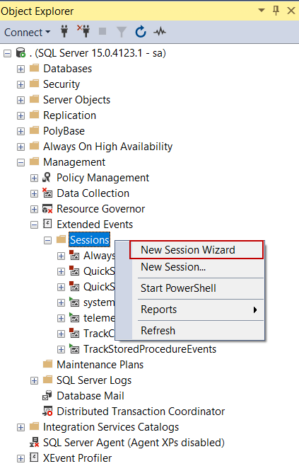 Create an extended event session