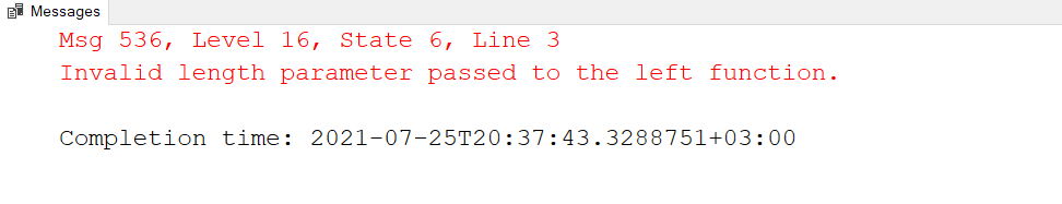 Invalid parameter error in SQL
