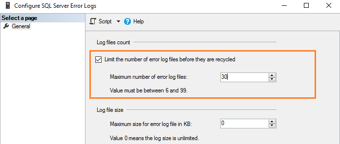 Limit the number of error log files before they are recycled