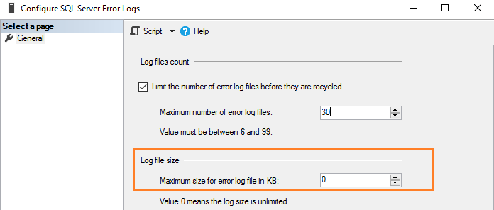 Log file size