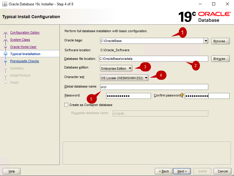Oracle 19c Installation configuration
