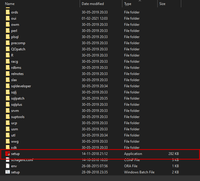 Oracle 19c setup files