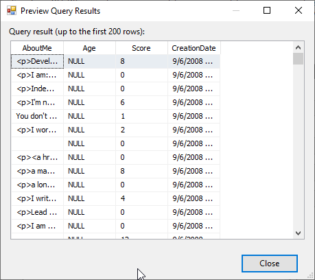 Previewing the existing data of a SSIS OLE DB Destination SQL Command