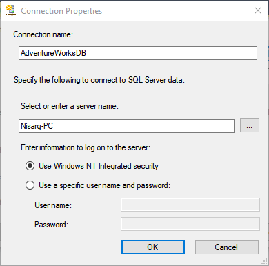 Specify the connection parameters
