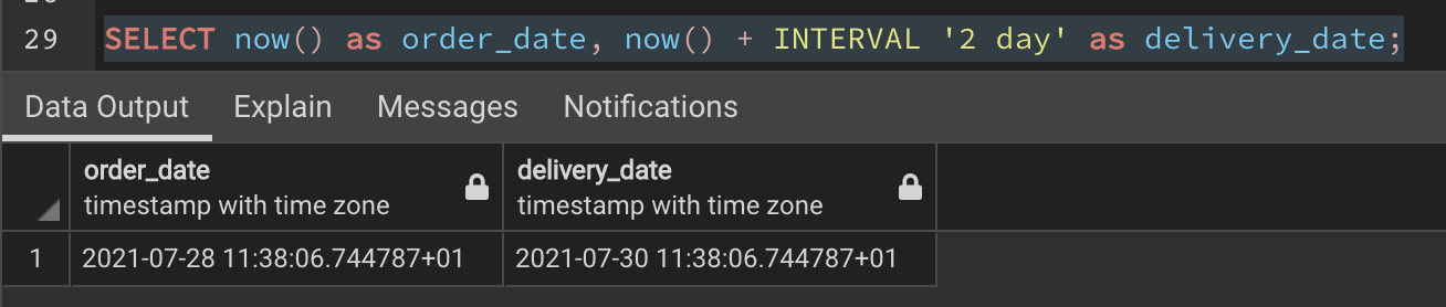 Adding INTERVAL to existing timestamps