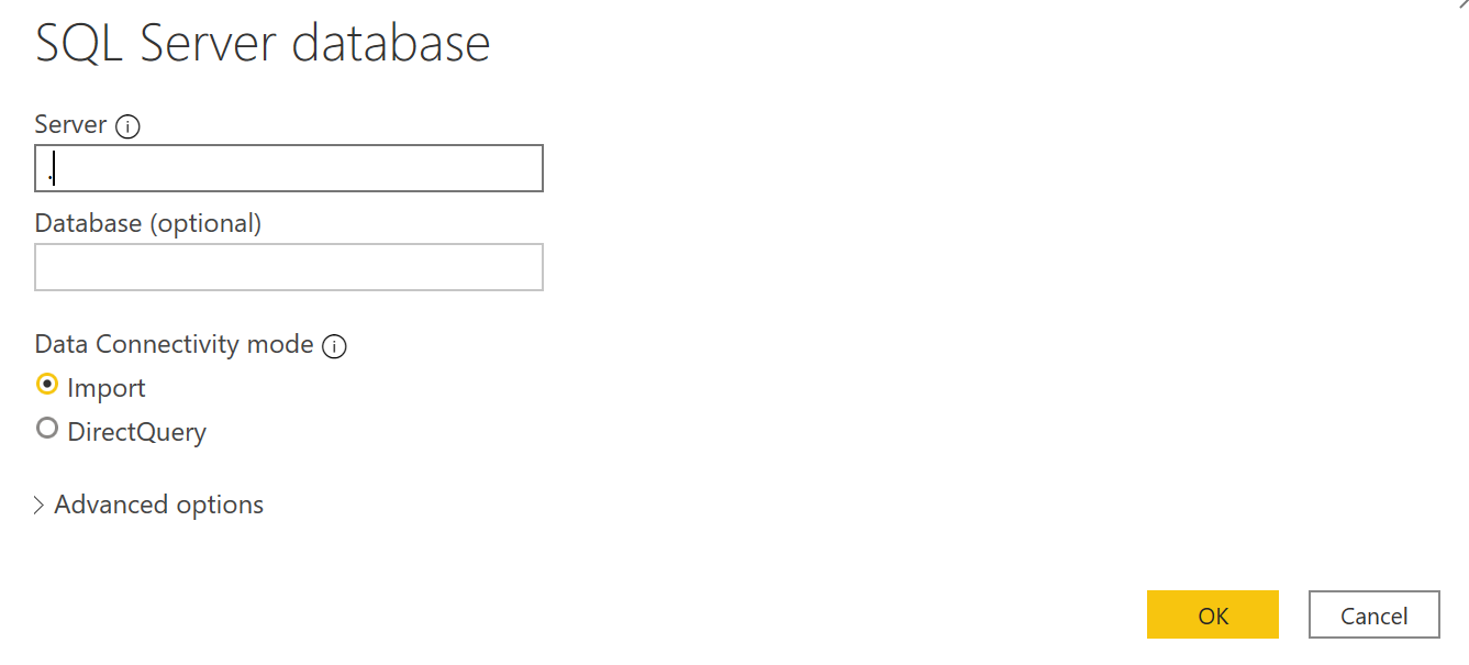 Provide the SQL Server details to connect to the database engine - DAX Functions