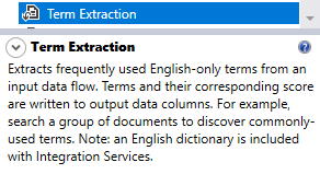 SSIS term extraction description in the Visual Studio toolbox