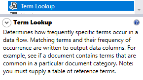 SSIS term lookup description in the SSIS toolbox
