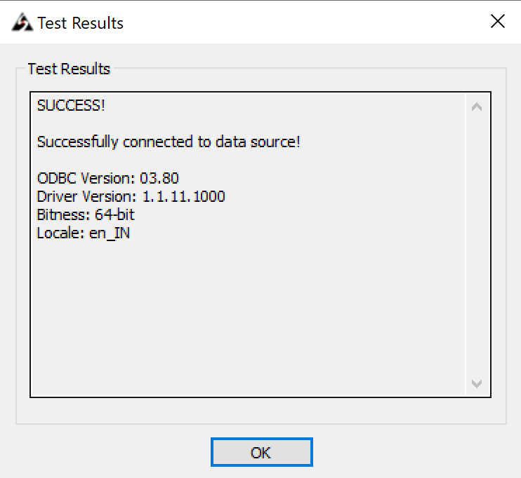 Testing the connection ODBC Driver