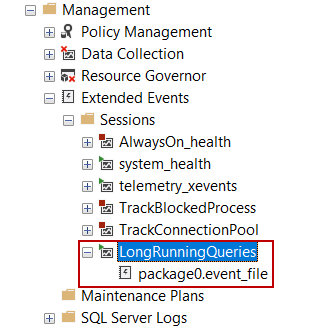 Using extended events to monitor the query performance
