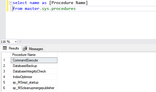 View all Stored procedures