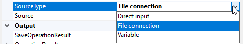 XML connection types available in the SSIS XML Task