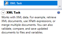 XML task description in the SSIS toolbox