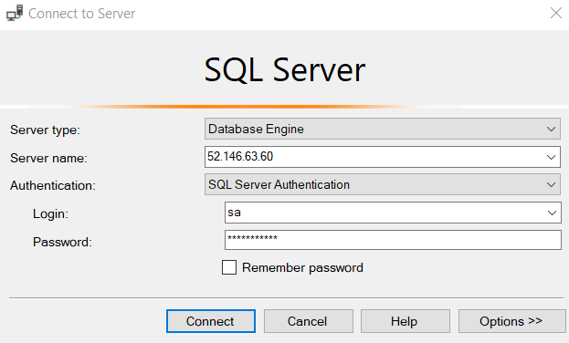 Connect SQL Server using IP
