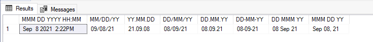 Convert date format using CONVERT function