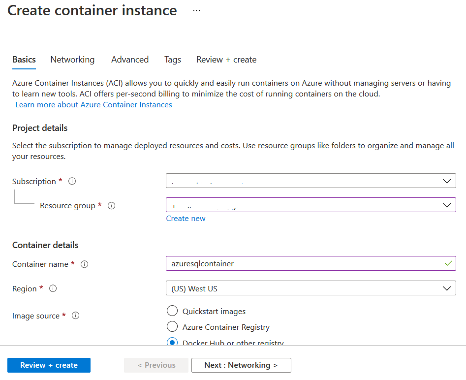 Create container instance