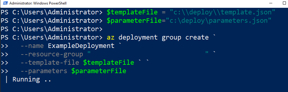 Deploy ARM template using Azure CLI