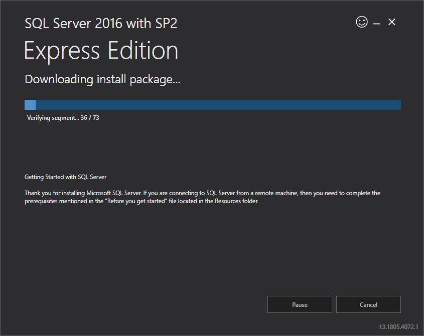 Installation process of SQL Server 2016 express  edition