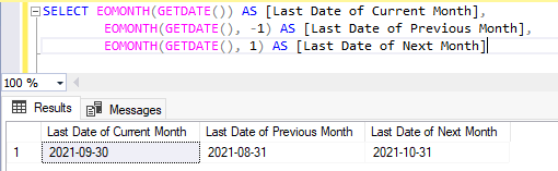 Use GETDATE with EOMONTH function