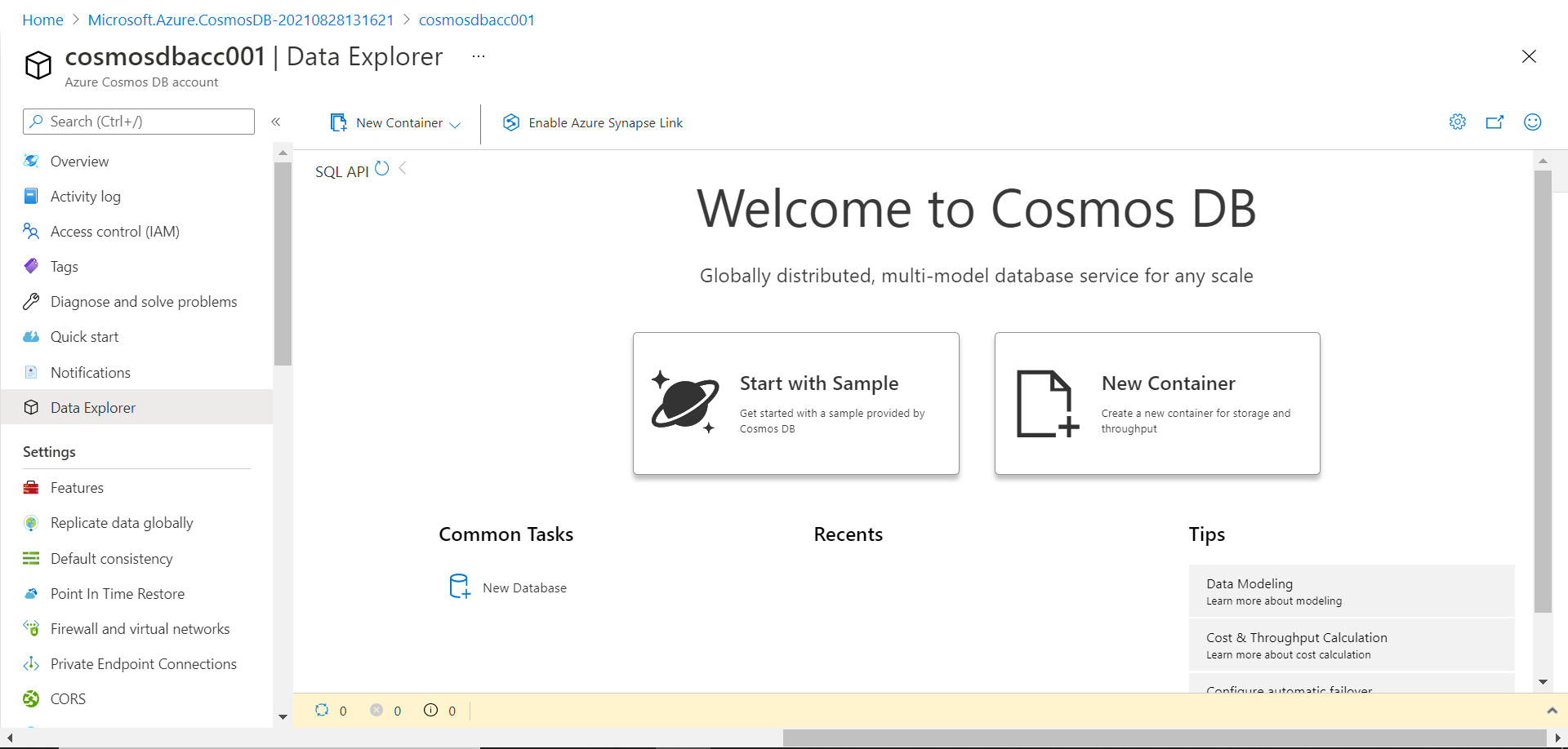 Cosmos DB Home Page
