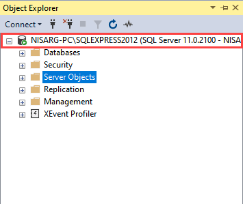 Connected to SQL Server 2012 express 